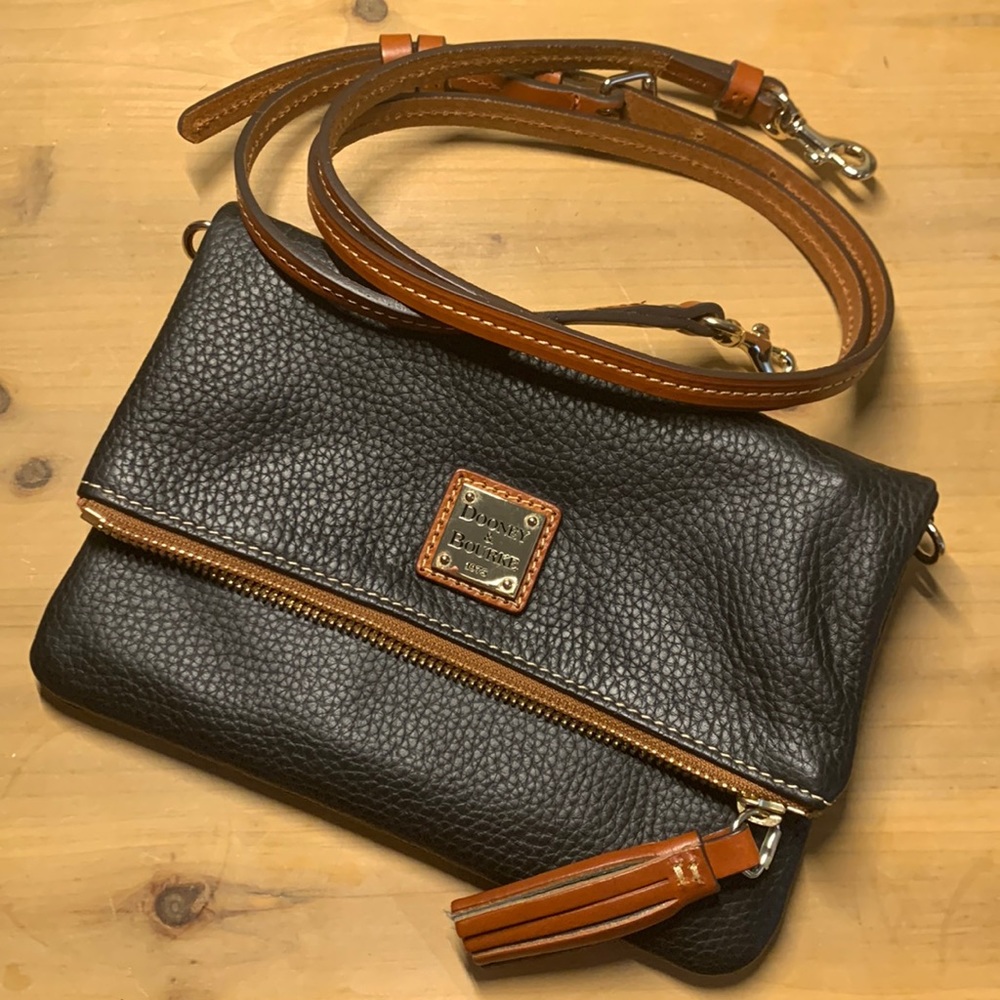Black Dooney and Bourke Pebble Grain Foldover Zip Crossbody
